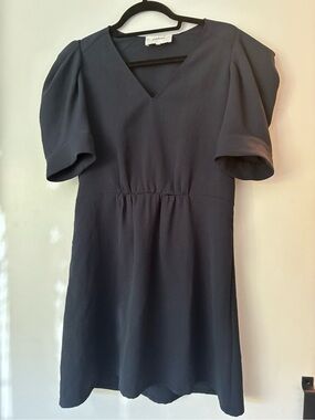 ba&sh Lady Dress Navy Blue Puff Sleeve Mini Dress Size 1/ US Small